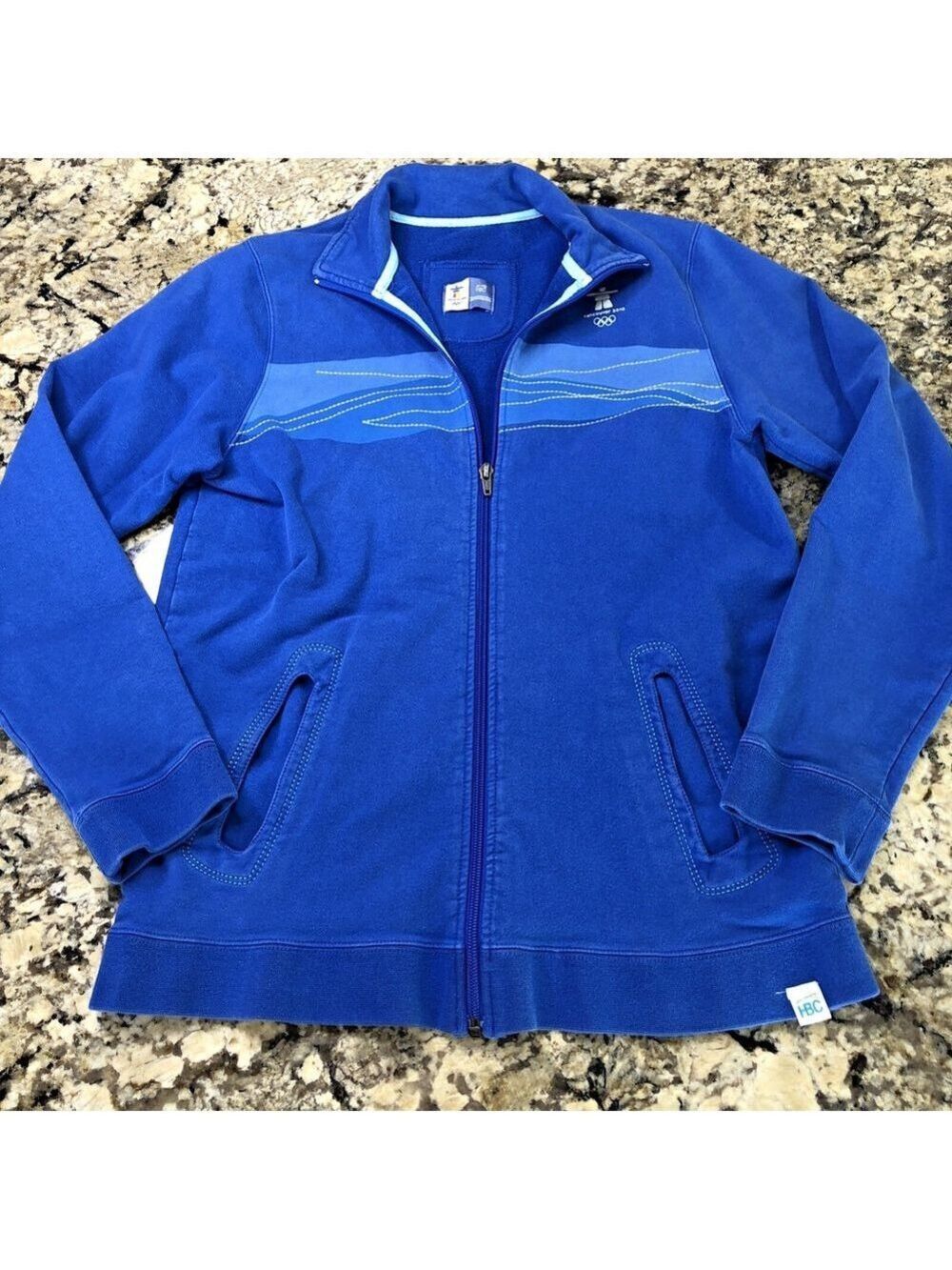 Size 14 / 16 HBC Vancouver 2010 Olympics Boys Sweater Full Zip Blue CN